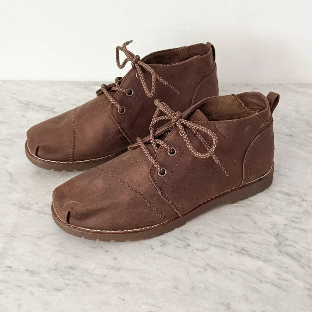 BOBS from Skechers Chukka Boots Lace Up Memory Foam Size 8 Brown Ankle Desert